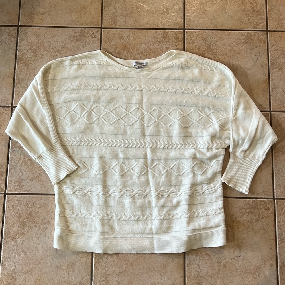 Liz Claiborne Ivory Dolman Sleeve‎ Cotton Blend Knit Pullover Sweater, Sz 1X
